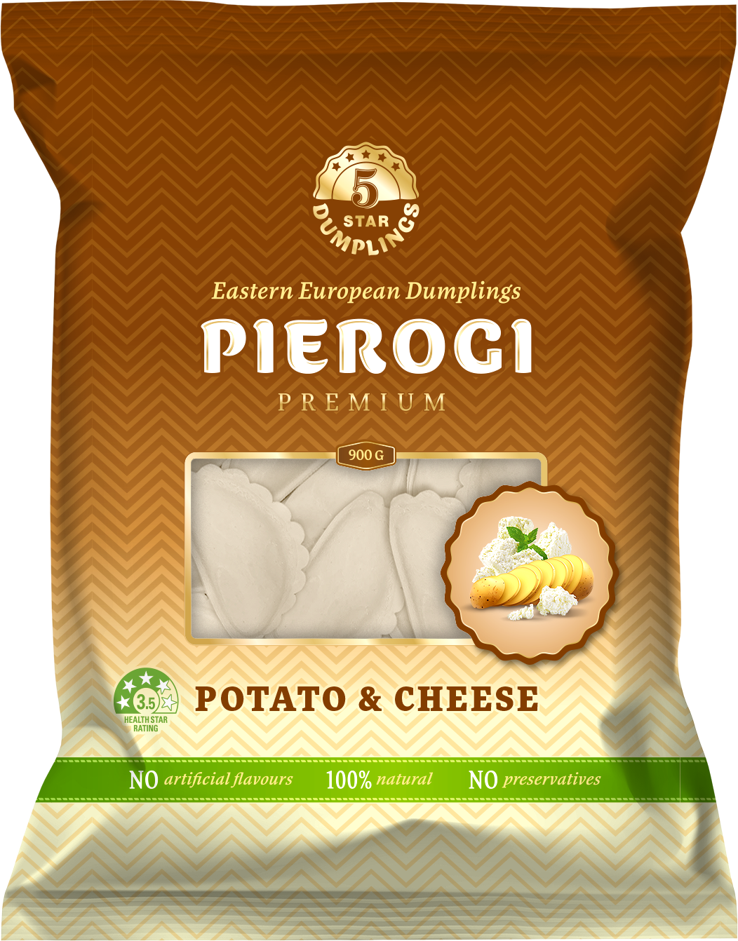 Vareniki with Potato & Cheese, Five Star Dumplings, 900g