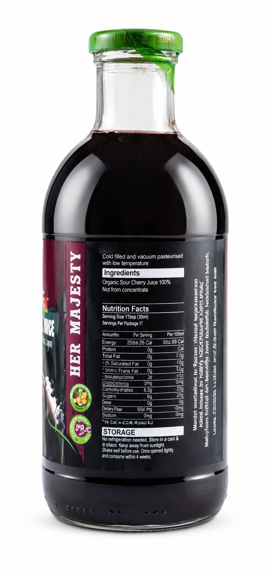 Sour Cherry Juice, Organic 100% - Georgia's Natural, 1L