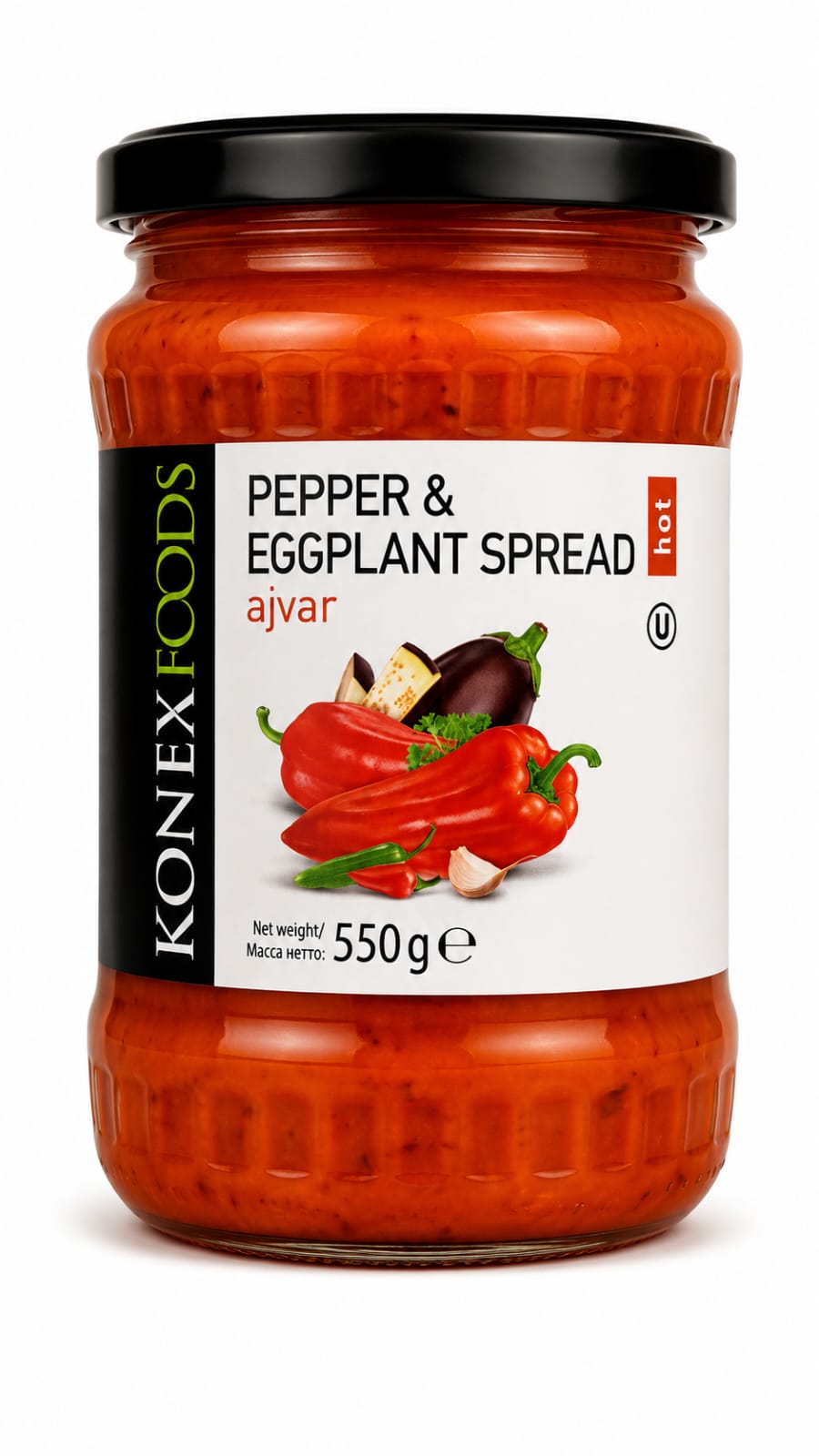 Pepper& Eggplant Spread, Hot, "Konex Food", 550g