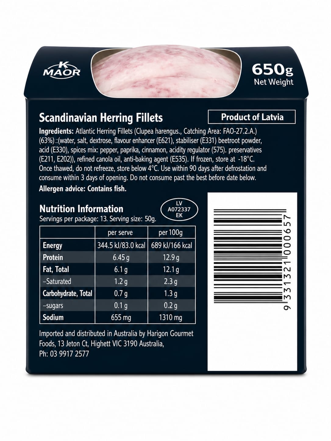 Herring Fillets, Scandinavian Style - Mr Fishi 650g