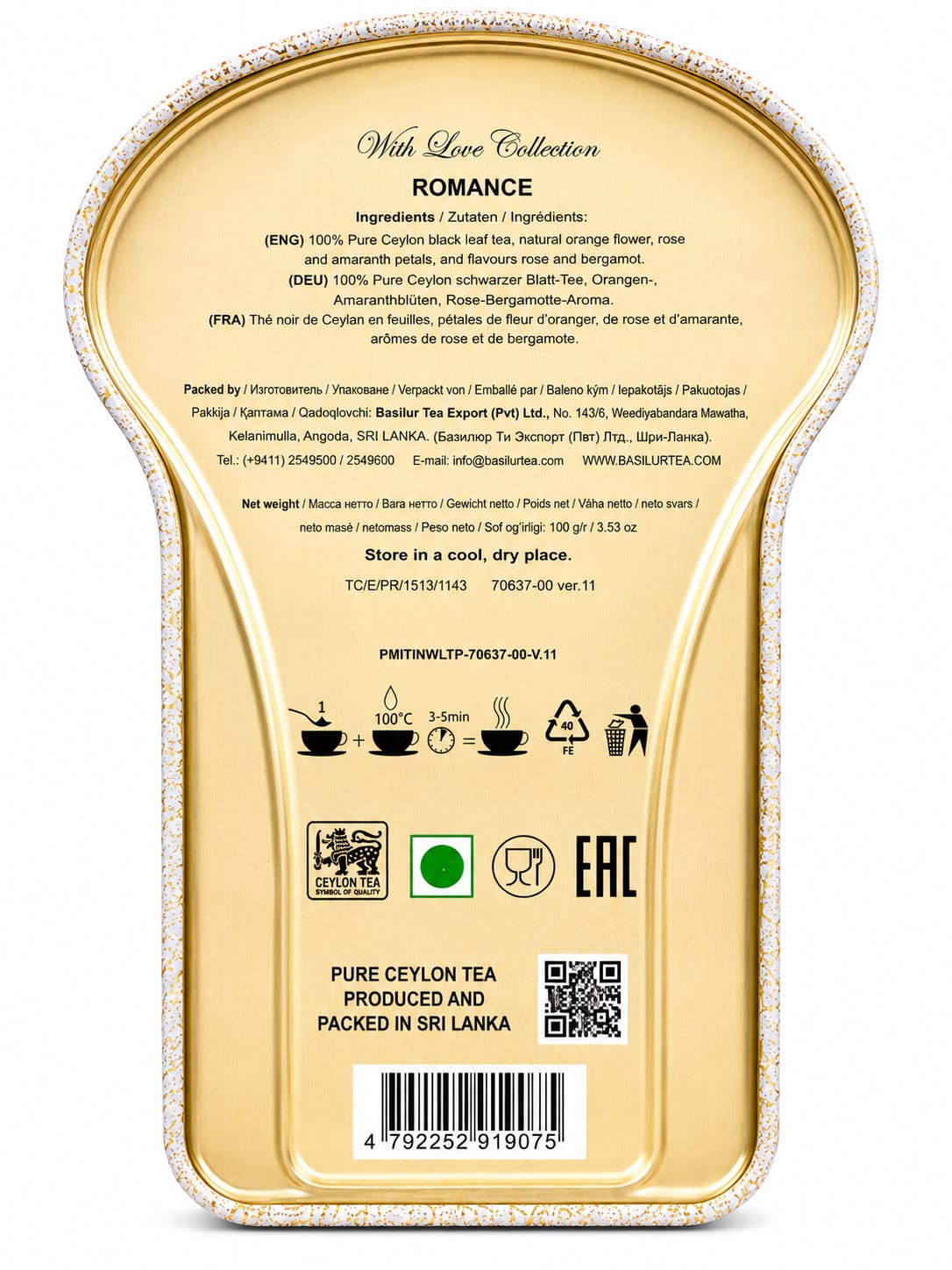 Tea with Love, Romance, Ceylon Black Tea - Basilur 100g