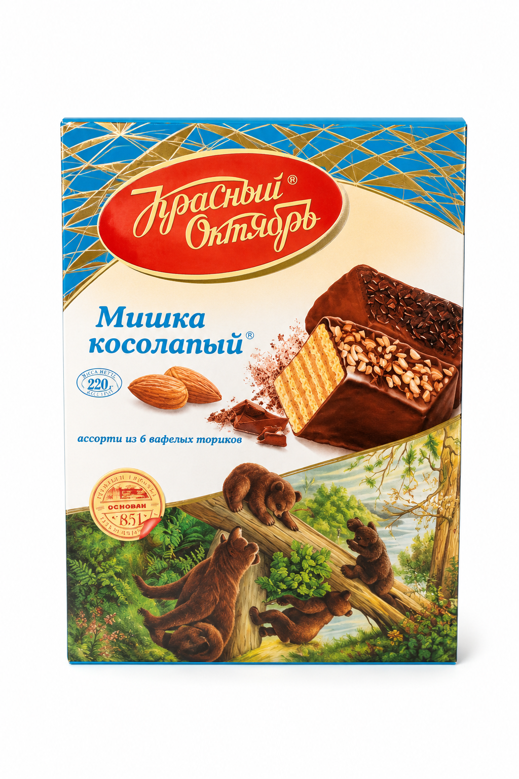 Mishka Kosolapy Glazed Wafer Cake - Krasny Oktyabr 220g