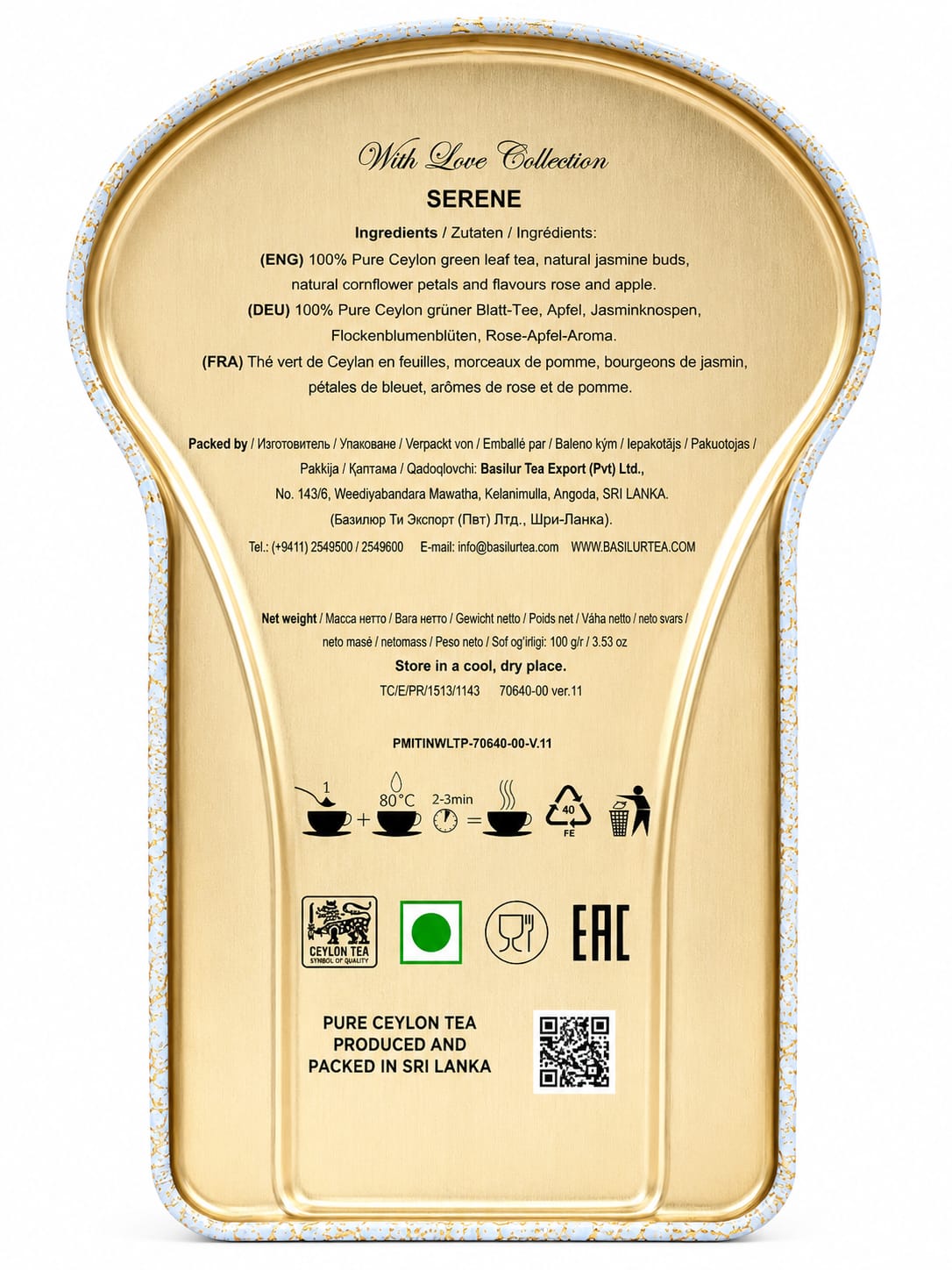 Tea with Love, Serene, Ceylon Green Tea - Basilur 100g