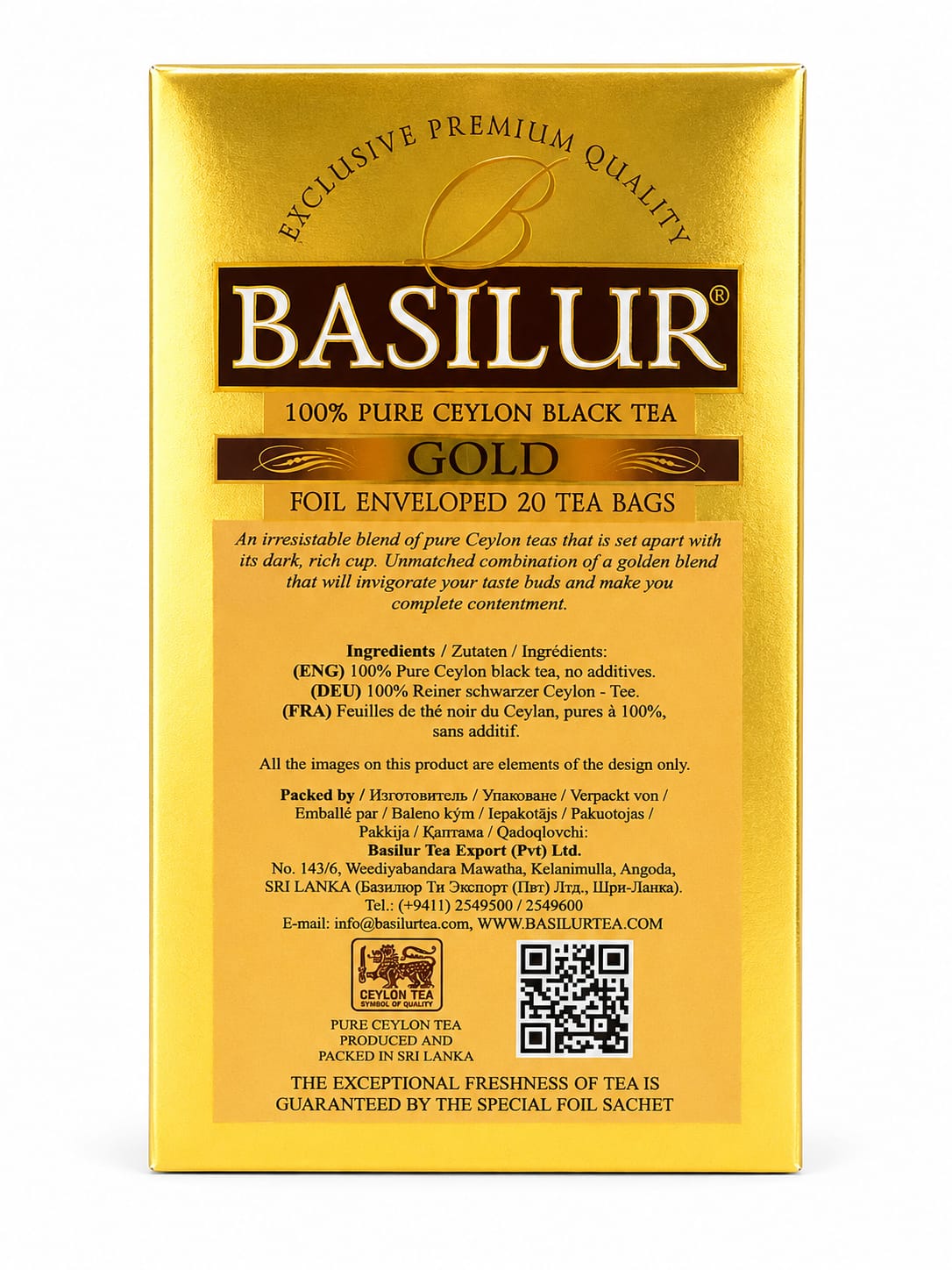 Basilur Gold The Island of Tea Ceylon Black Tea 40g, 20 Tea Bags