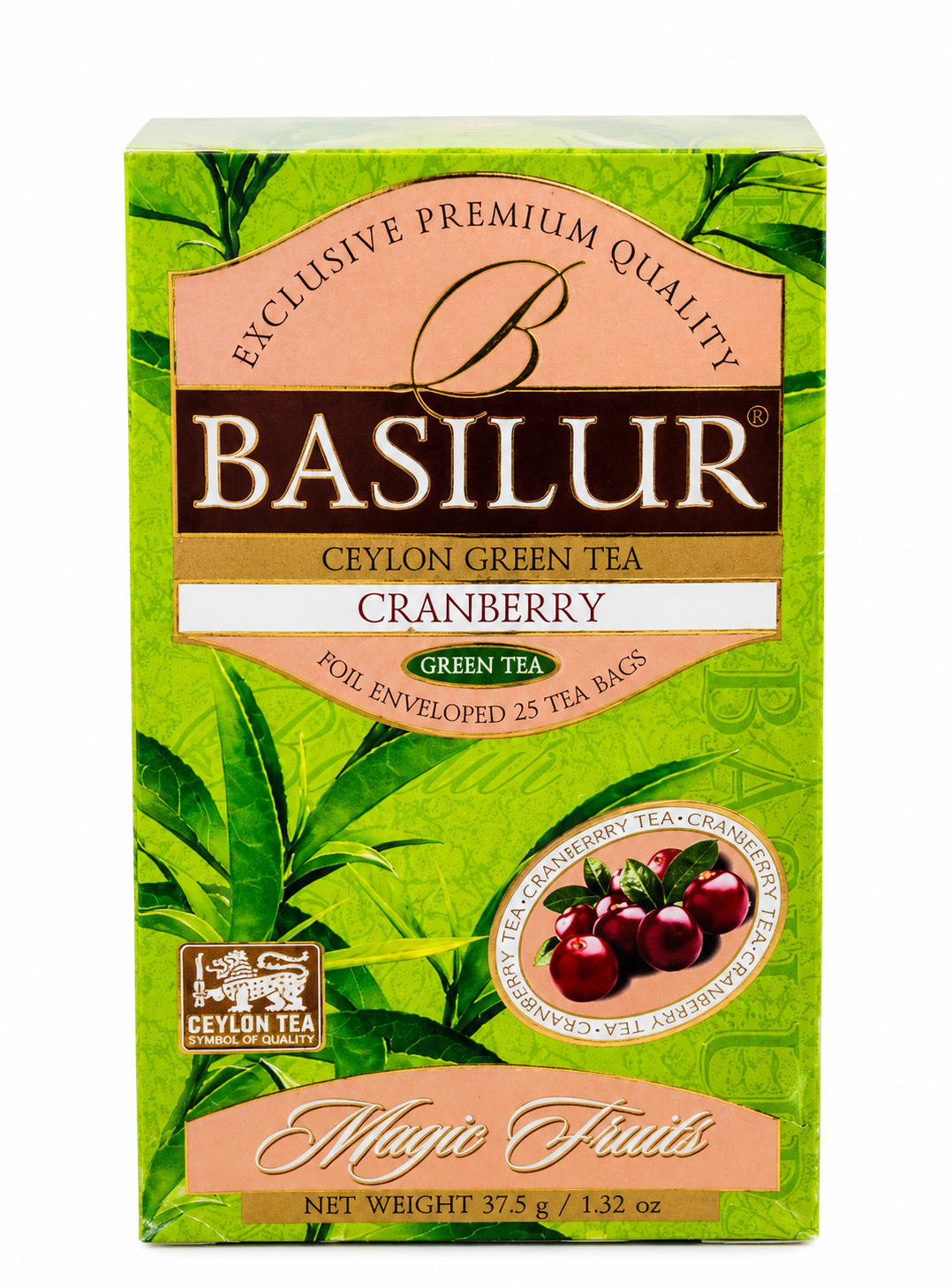 Ceylon Green Tea Cranberry, Magic Fruits - Basilur, 37.5g, 25 Tea Bags