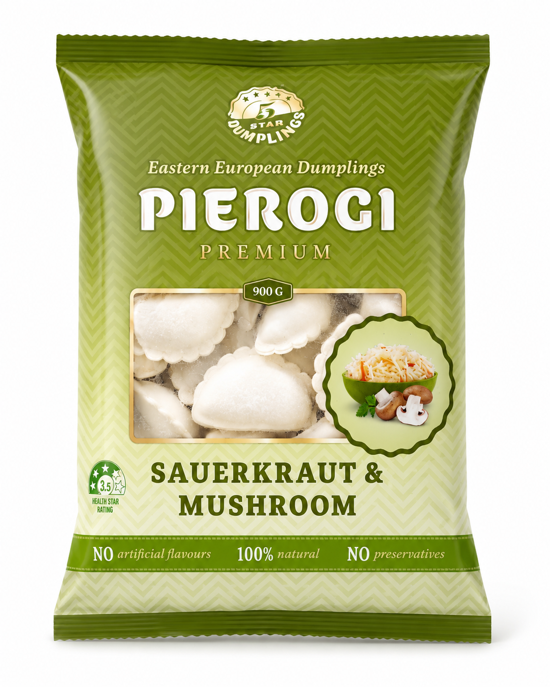 Vareniki with Sauerkraut & Mushroom, Five Star Dumplings, 900g