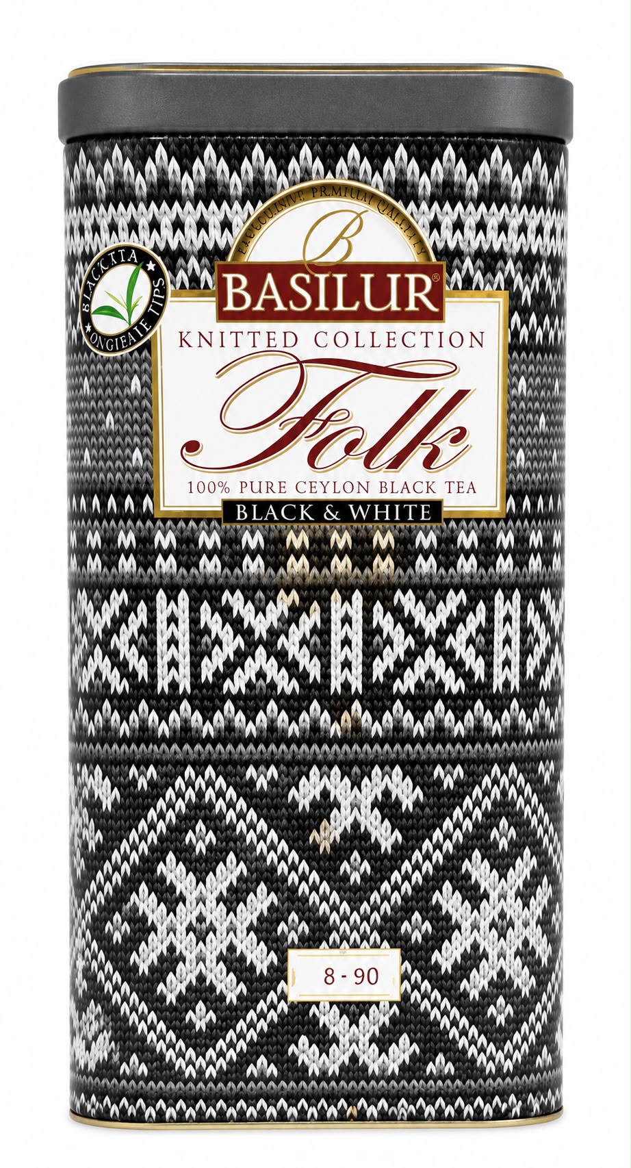 Basilur Folk Knitted Collection, Ceylon Black Tea & White Tips, Loose Leaf, "Basilur", 100g, Metal Package