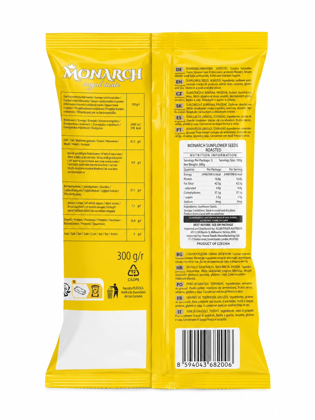 Roasted Sunflower Seeds - Monarch 300g