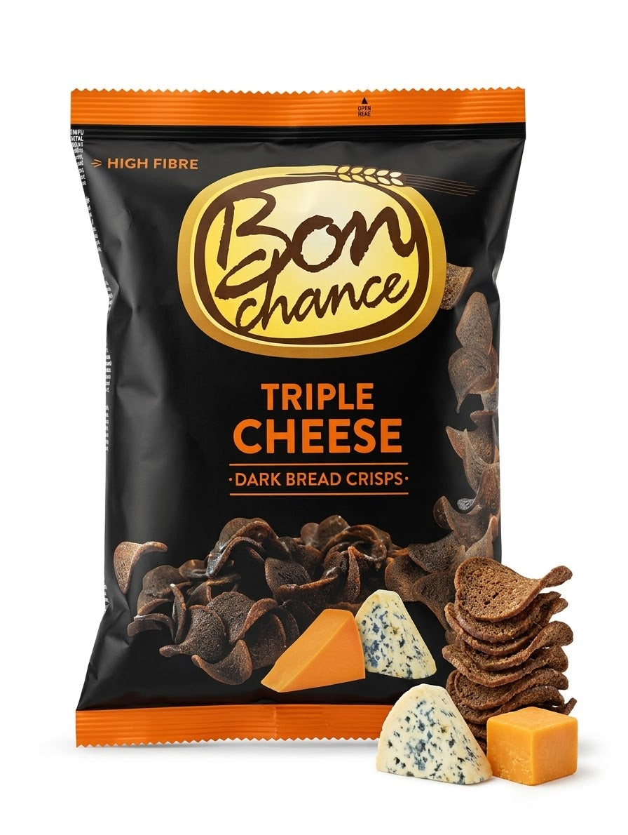 Dark Bread Crisps, Triple Cheese, 120g