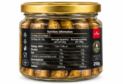 Smoked Sardines in Oil, "Riga Sprats", "Banga", 250g