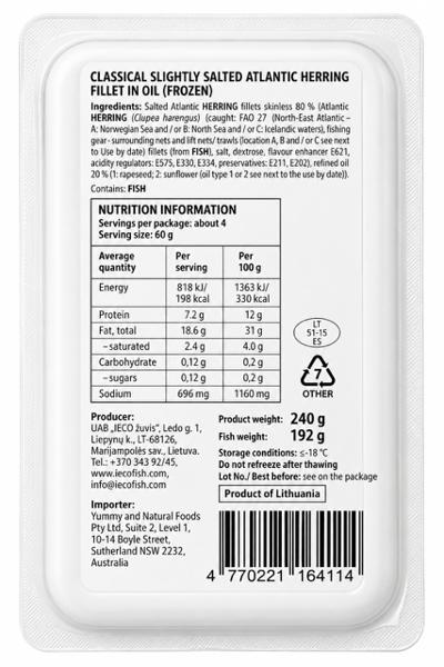 Atlantic Herring Fillet, Slightly salted Classical-"Zigmas", 240g