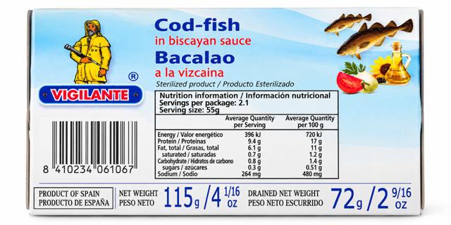 Cod-Fish in Biscayan Sauce, "Vigilante", 115g