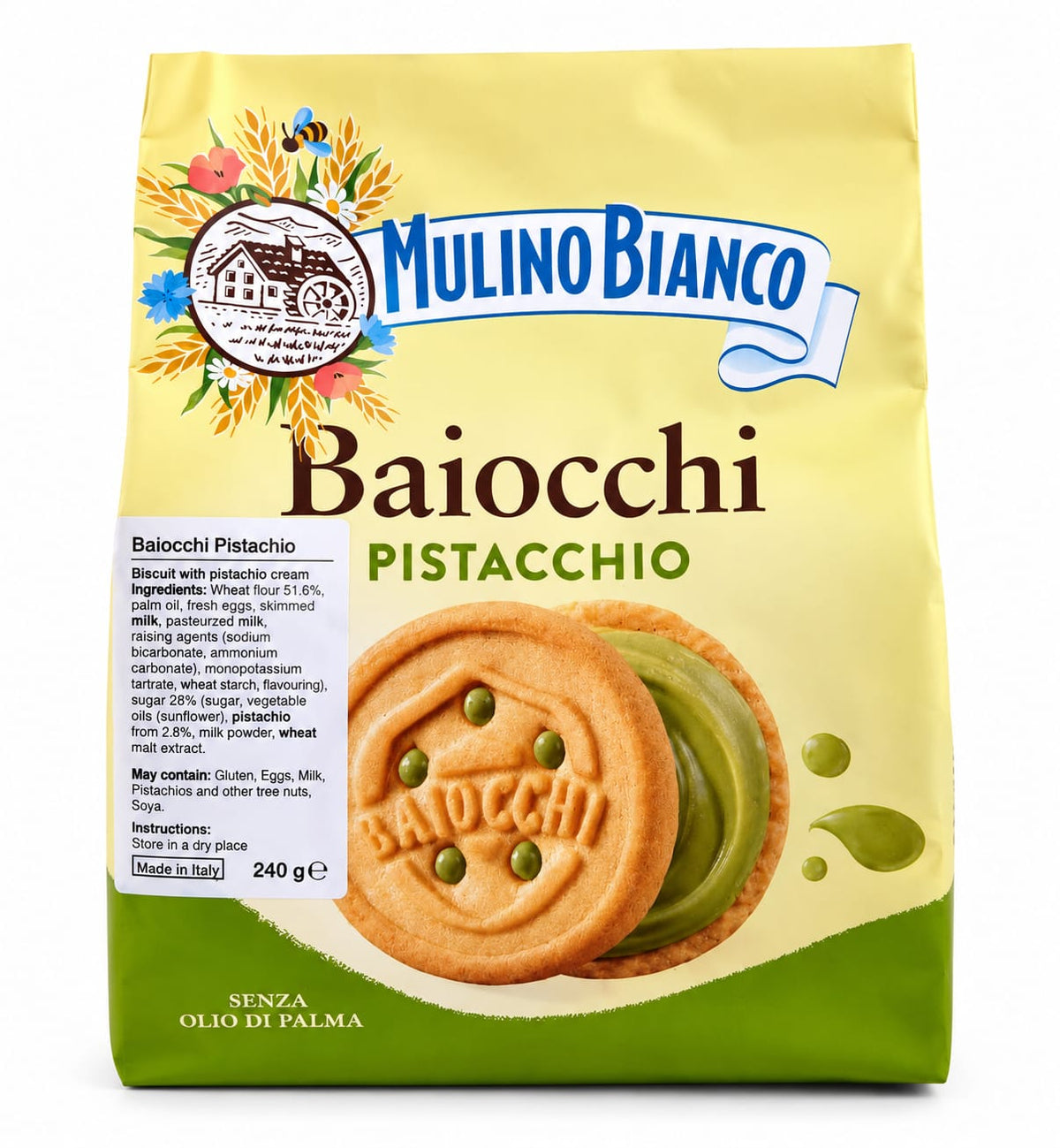 Baiocchi Pistaccho Biscuits, "Mulino Bianco", 240g
