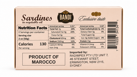 Sardines, Wild Caught in Vegetable Oil - Bandi Foods 125g