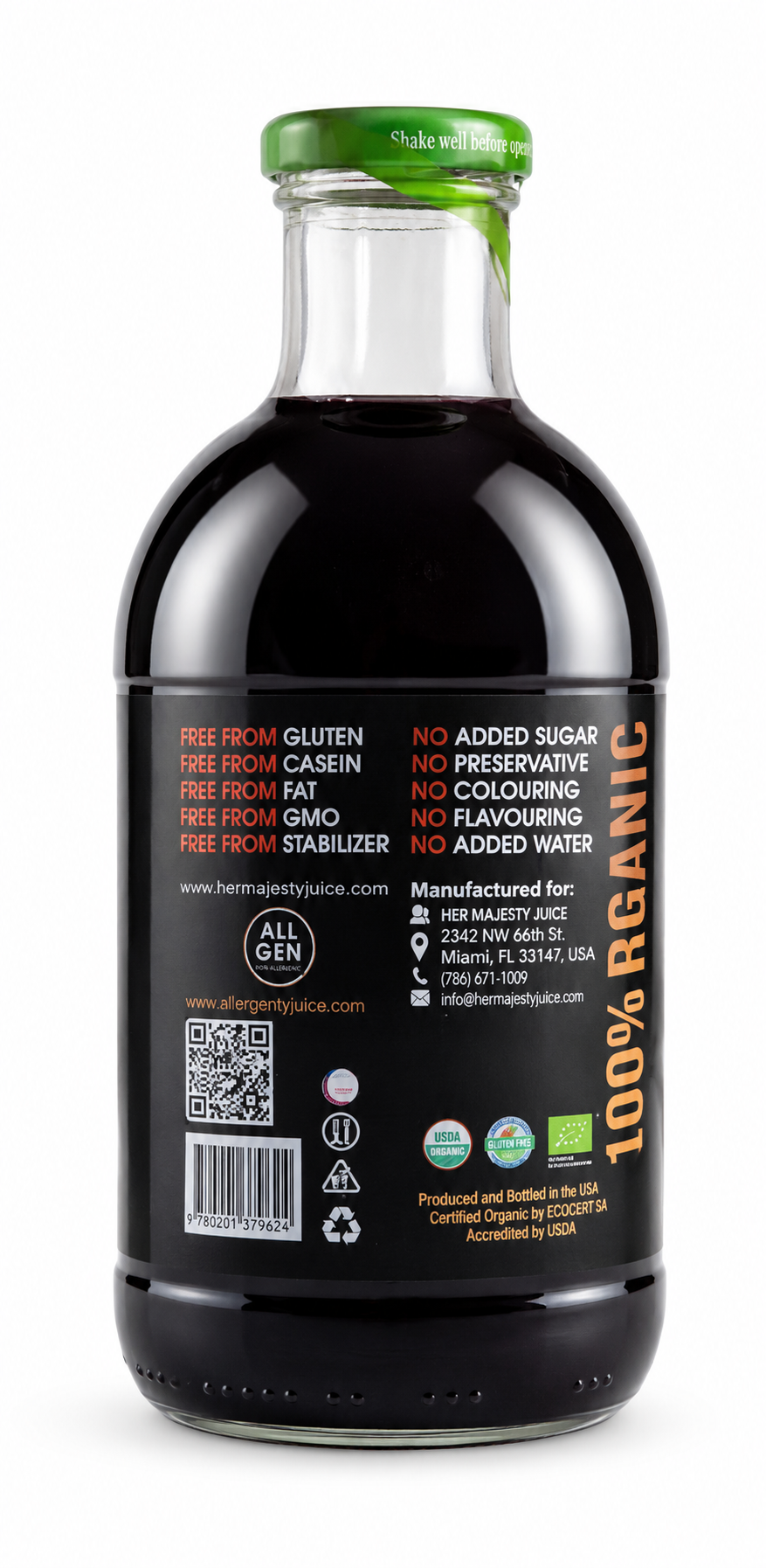 Sour Cherry Juice, Organic 100% - Georgia's Natural, 1L