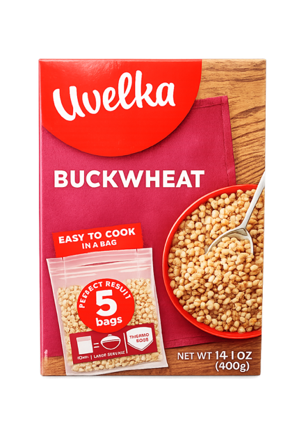Buckwheat, "Uvelka", 5 Boil Bags, 400g