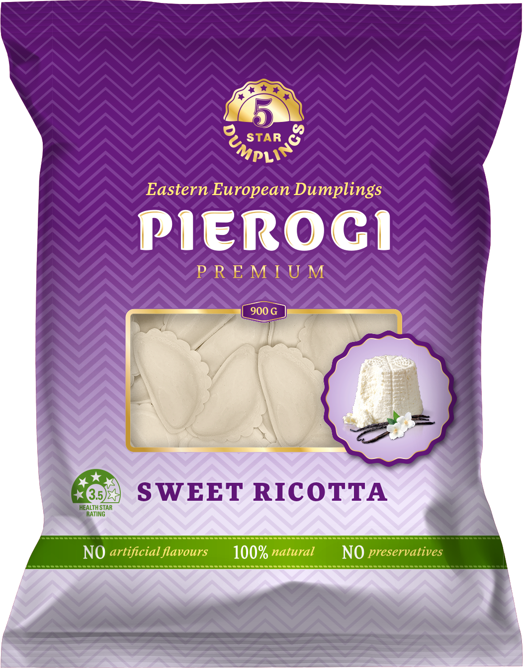 Vareniki with Sweet Ricotta, Five Star Dumplings, 900g