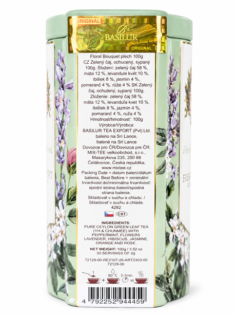 Ceylon Green Tea Floral Bouquet, Vintage Blossoms - Basilur, 100g, Tin
