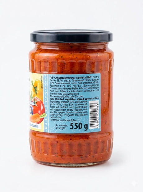 Roasted Vegetable Spread, Lyutenitsa Mild - Ulan 550g
