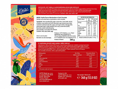Marshmallow in Dark Chocolate, Vanilla - E. Wedel 340g