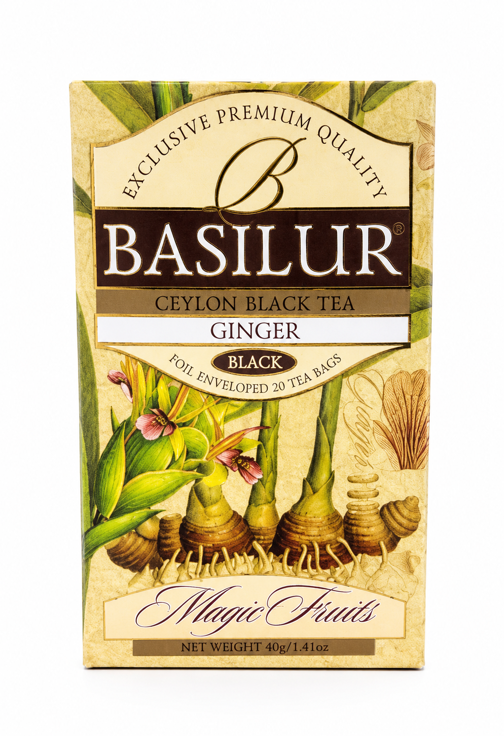 Ceylon Black Tea, Ginger, Magic Fruits - Basilur, 20 Tea Bags, 40g, Carton Package