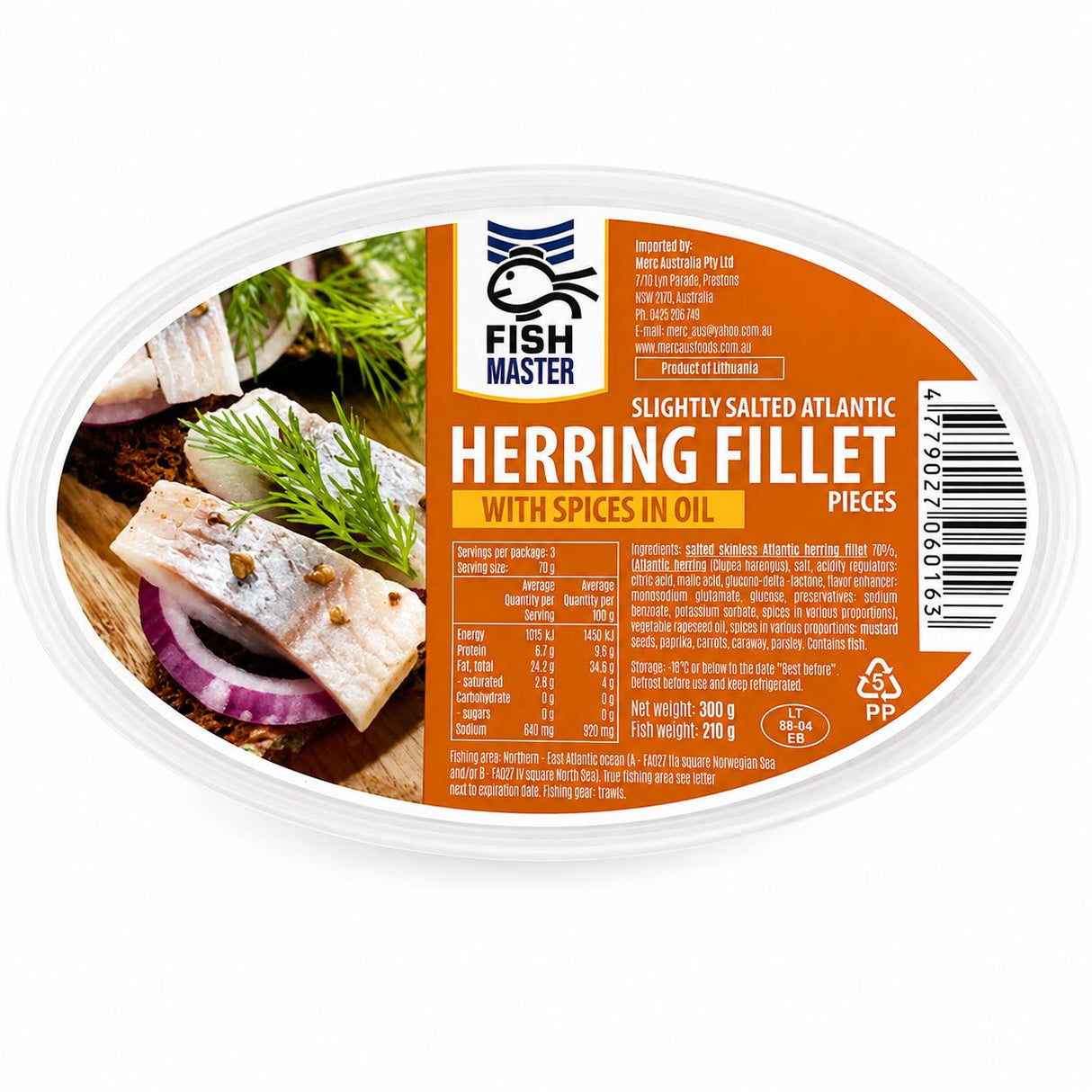 Herring Fillet Slightly Salted With Spices In Oil, "Fish Master", 300g