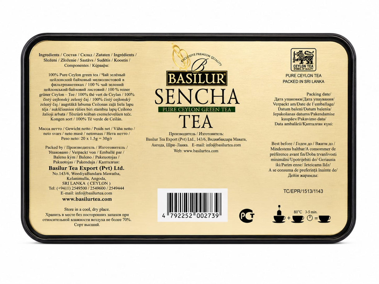 Pure Ceylon Green Tea, Sencha, Specialty Classics - Basilur 30g, 20 Tea Bags, Metal Package