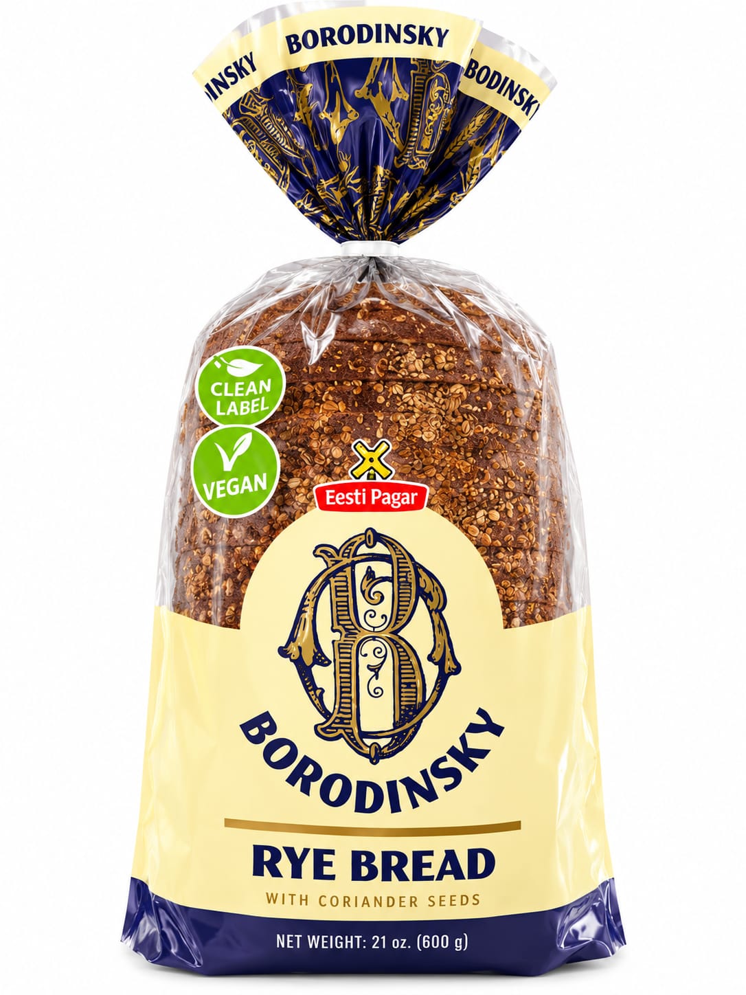Bread Borodinsky, Rye Bread with Coriander Seeds, "Eesti Pagar", 600g