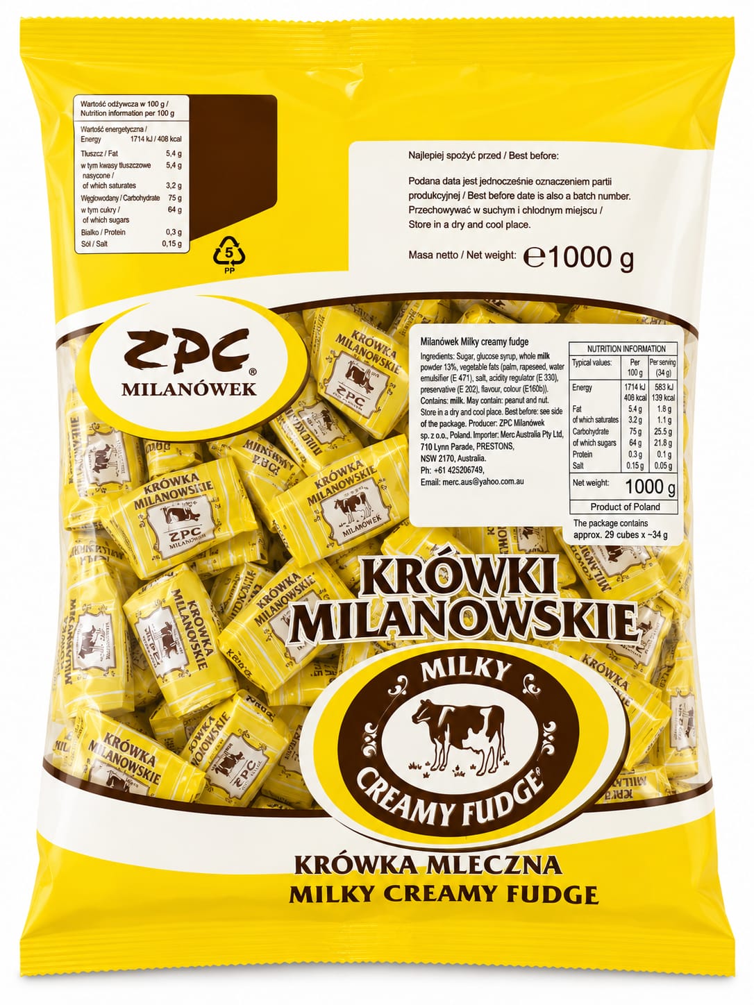 Krowka Milanowskie, Milky Creamy Fudge - ZPC Milanowek 1kg