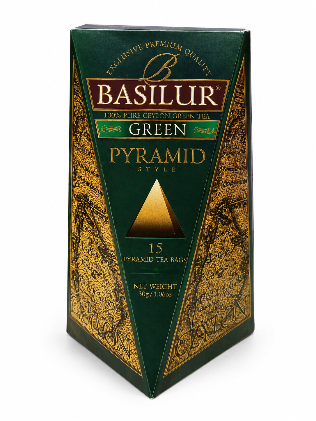 Ceylon Green Tea, Pyramid Style, "Basilur", 15 pyramid tea bags, 30g