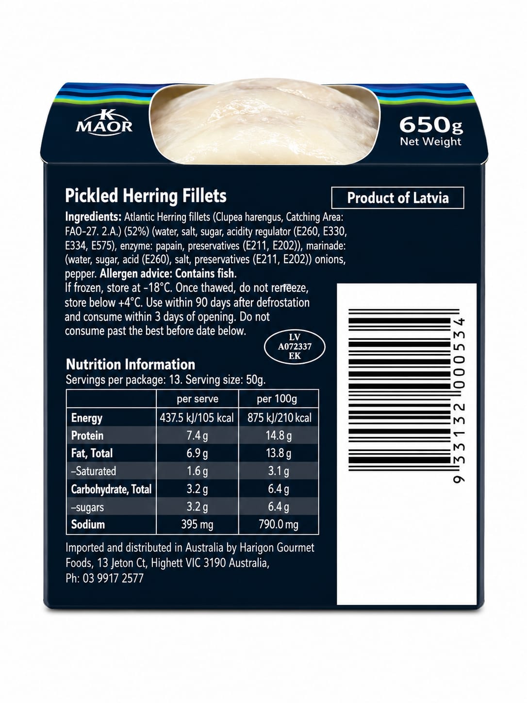 Herring Fillets, Pickled - Mr Fishi 650g