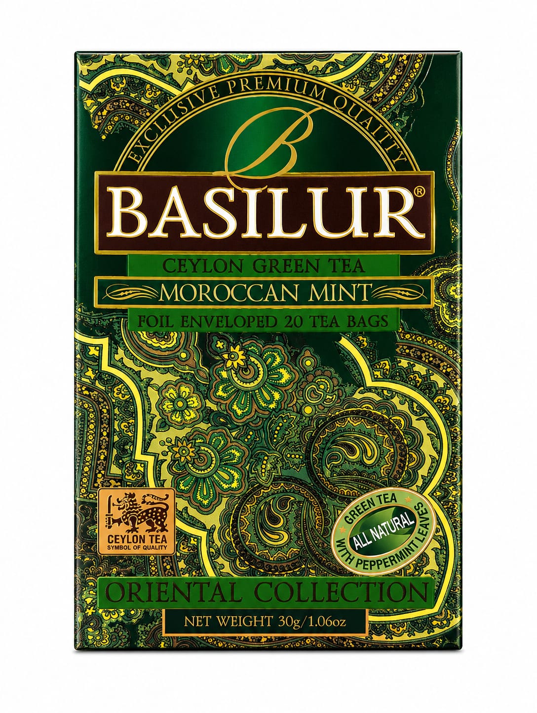 Ceylon Green Tea Moroccan Mint, Oriental Collection - Basilur 20 Tea Bags 30g