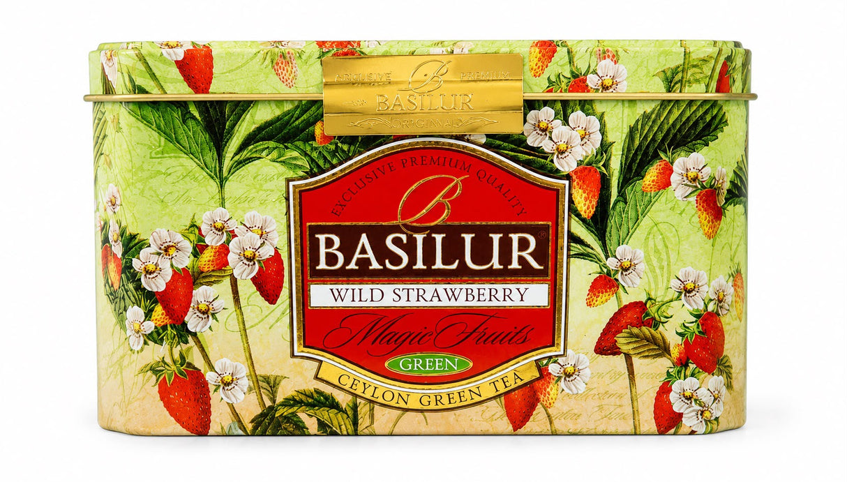 Ceylon Green Tea Wild Strawberry, Magic Fruits - Basilur, 20 Tea Bags, 30g, Tin