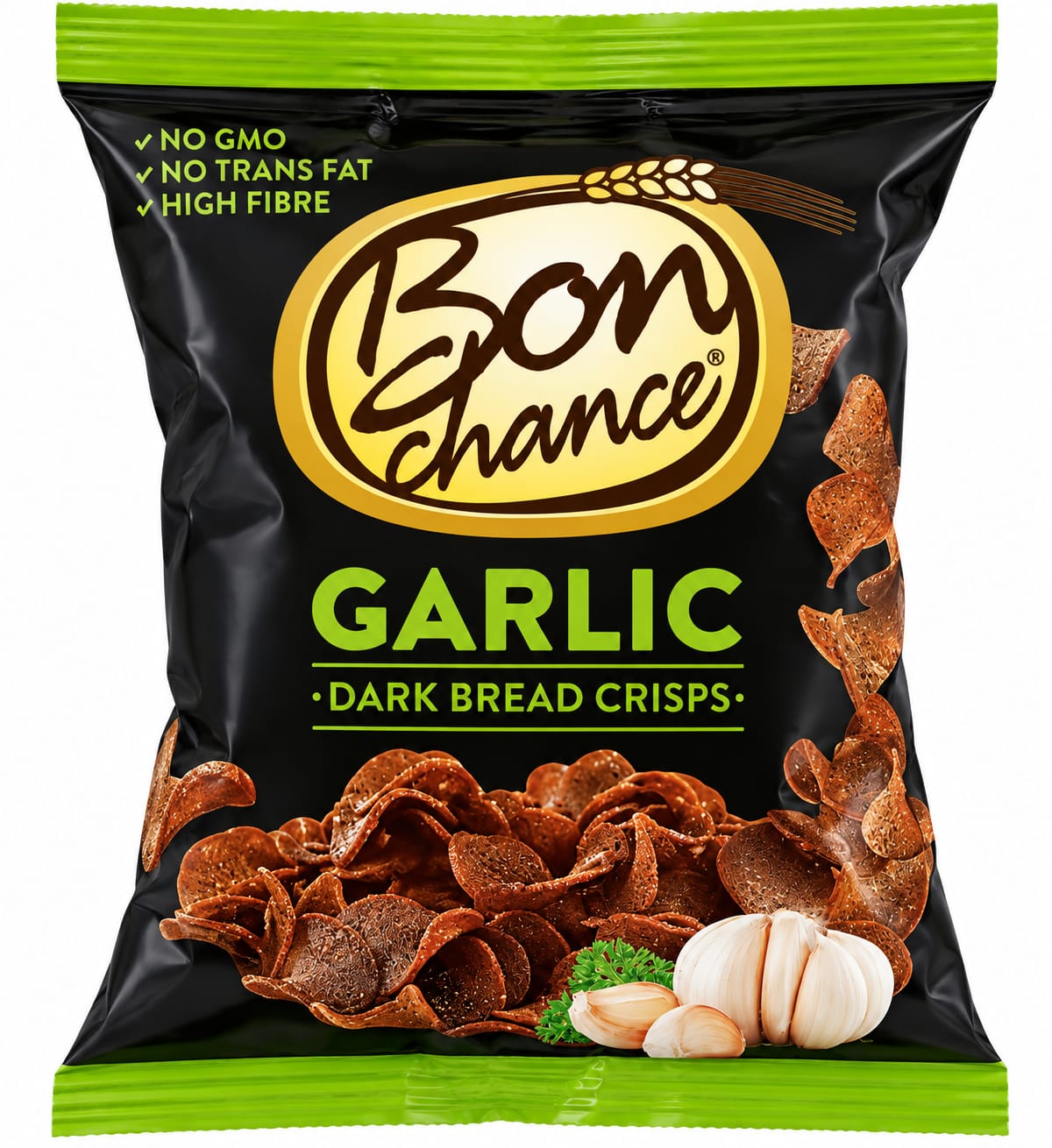 Dark Bread Crisps, Garlic, "Bon Chance", 120g