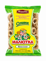 Vanilla Mini  Sushka (Crisp Bread Rings) Vanilla  Glazed,  "Franzeluta", 400g