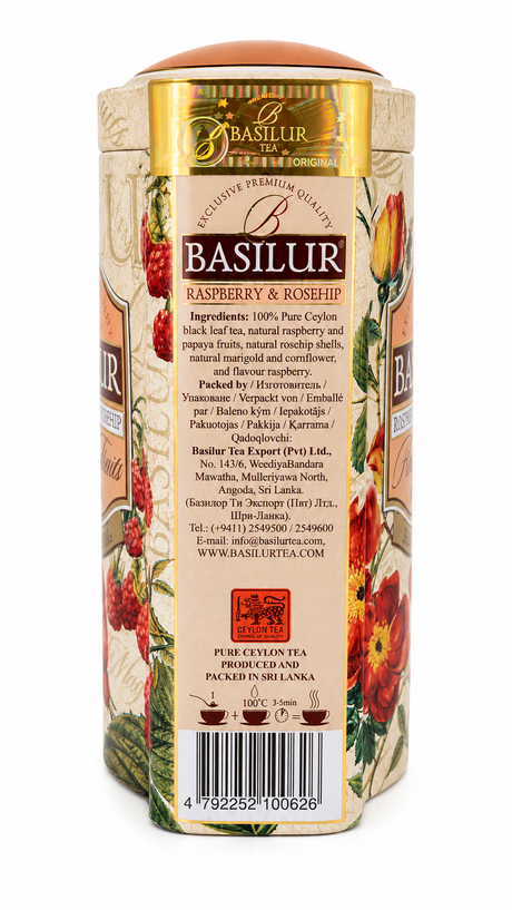 Ceylon Black Tea Raspberry & Rosehip, Magic Fruits - Basilur, 100g, Tin
