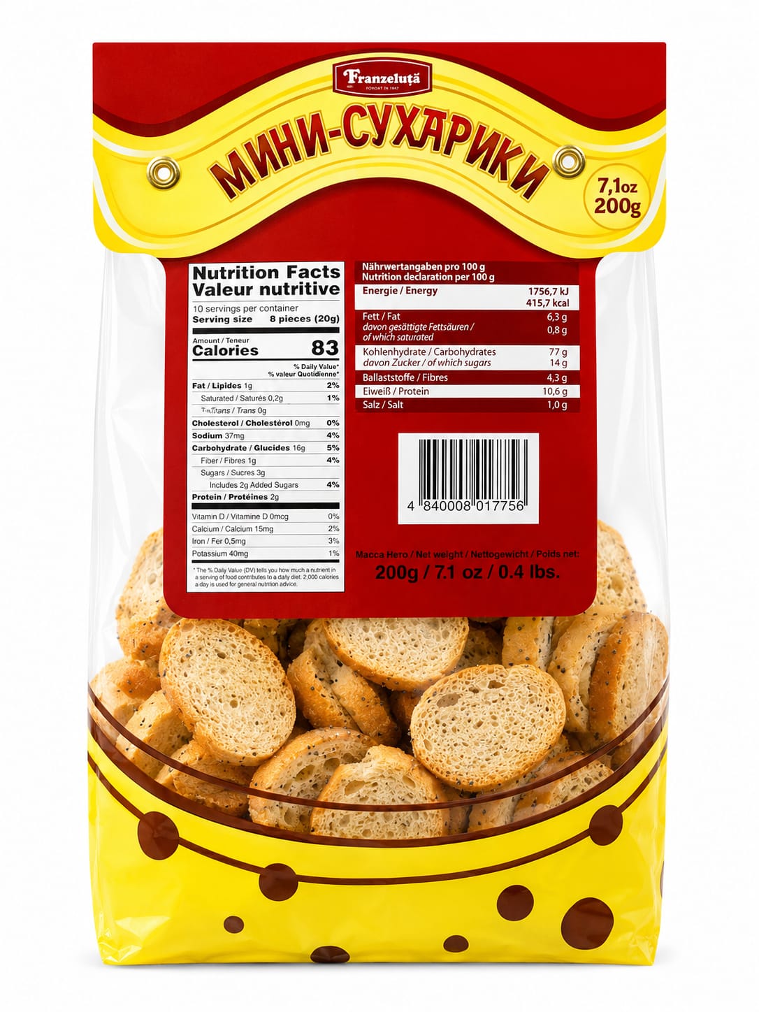Mini Crackers with Poppy Seeds - Franzeluta 200g