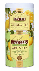Pure Ceylon Tea 2-in-1, Citrus Green Tea 40g & Green Tea 85g - "Basilur", 125g, Tin