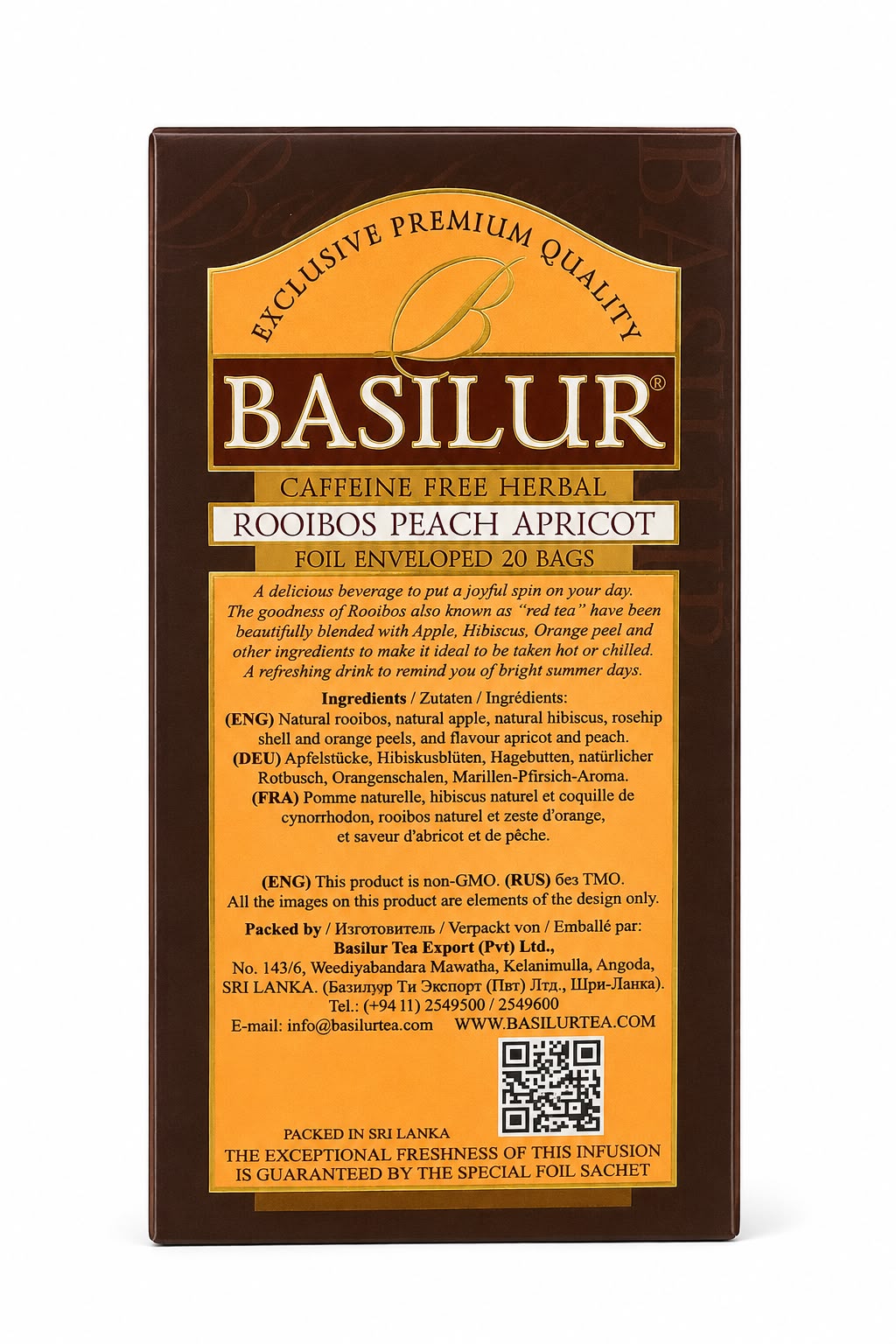 Rooibos Peach & Apricot Infusion - Basilur, 20 Tea Bags, 30g