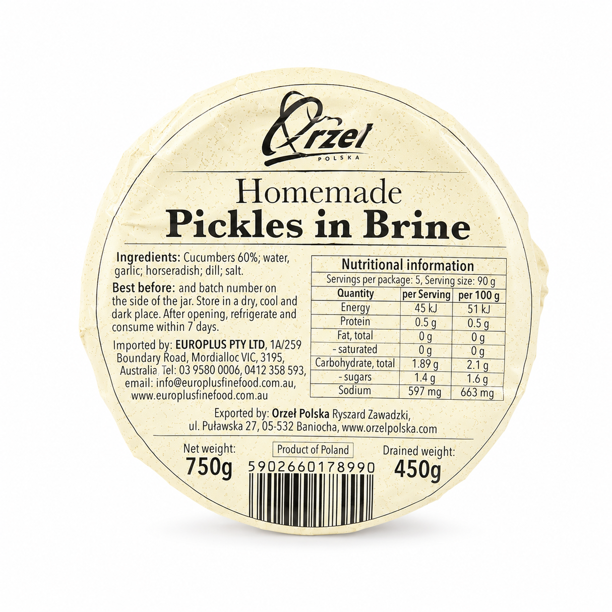 Pickles in Brine - Orzel 750g