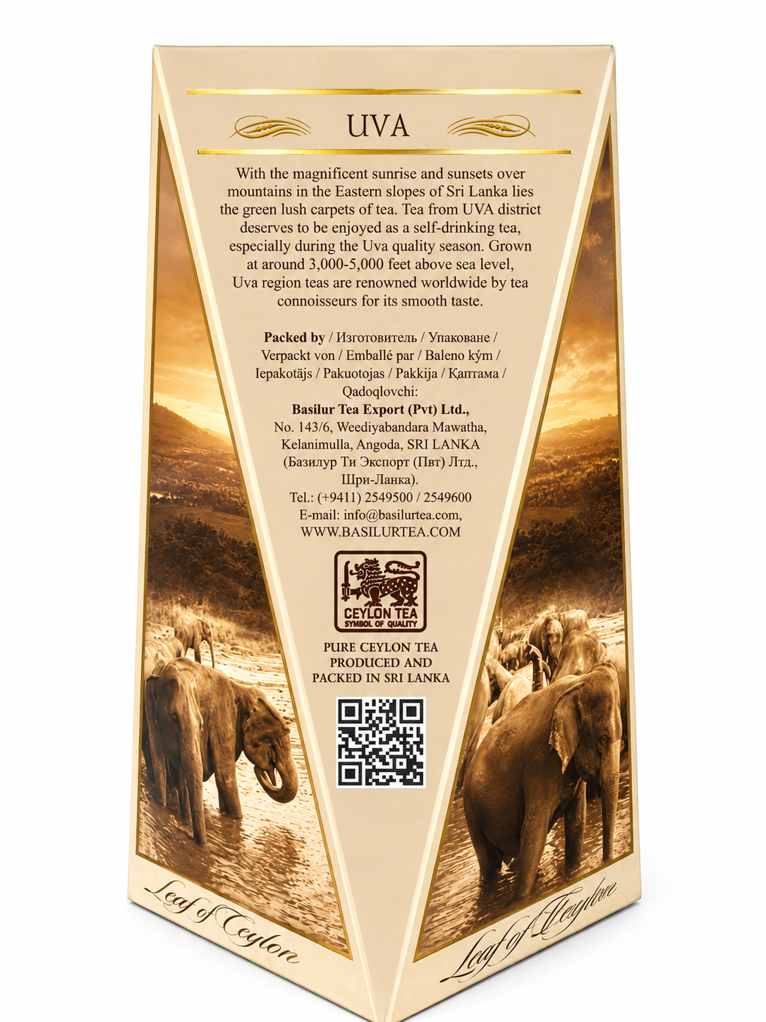 Ceylon Black Tea, USA, Leaf of Ceylon, "Basilur", 30g, 15 pyramid Tea Bags