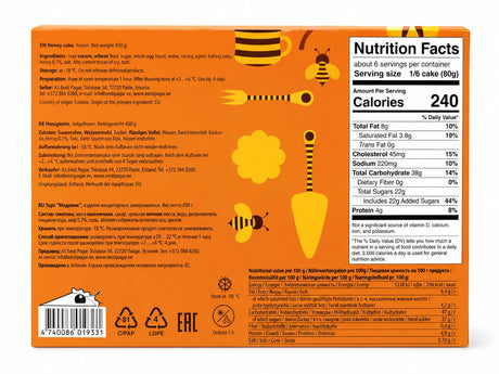 Honey Cake (Medovik), Frozen - Clean Label 450g