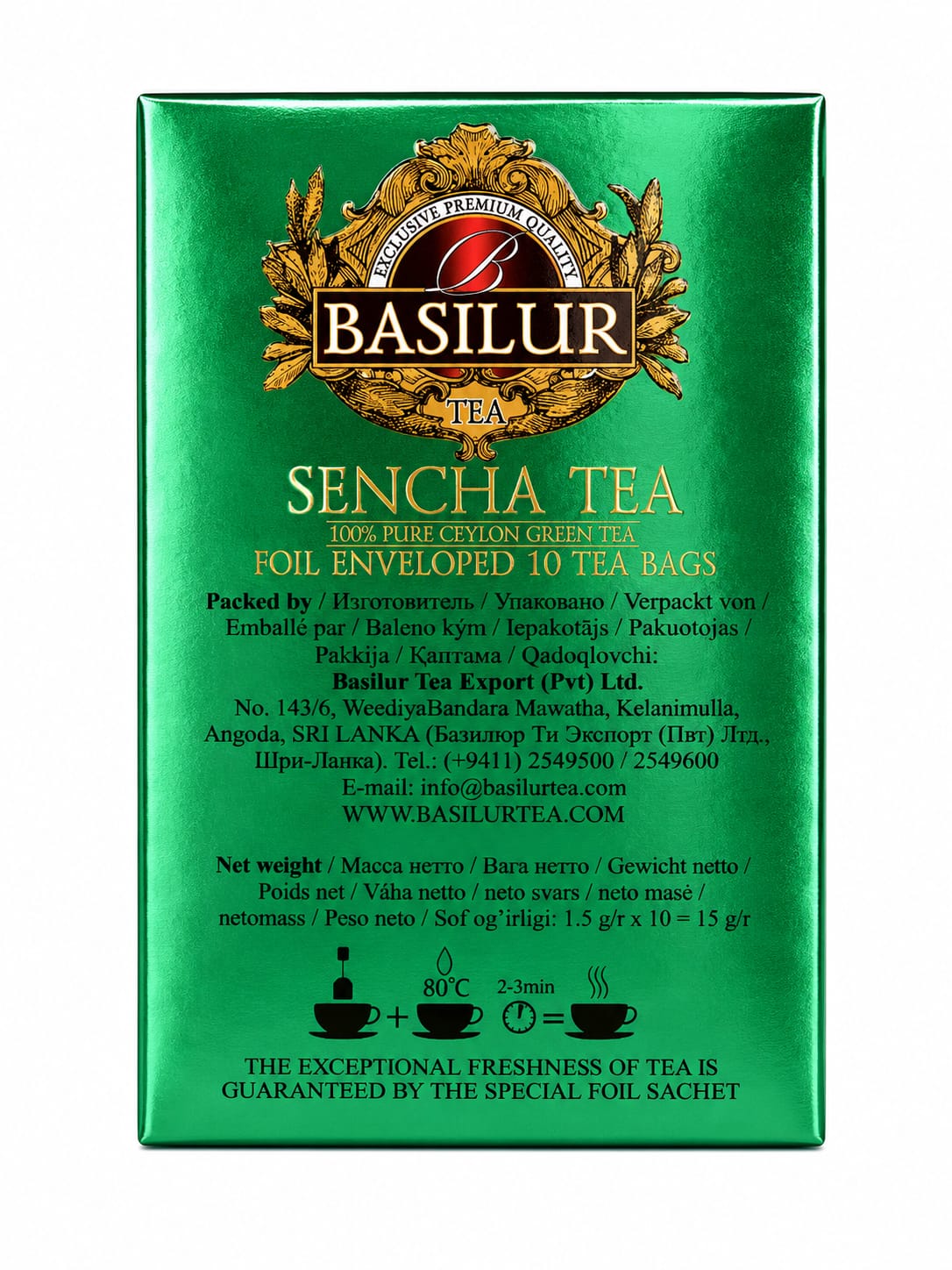 Pure Ceylon Green Tea, Sencha, Specialty Classics - Basilur 15g, 10 Tea Bags