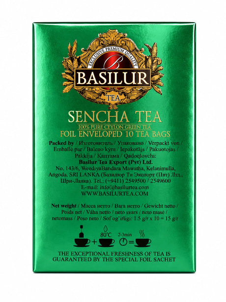 Pure Ceylon Green Tea, Sencha, Specialty Classics - Basilur 15g, 10 Tea Bags
