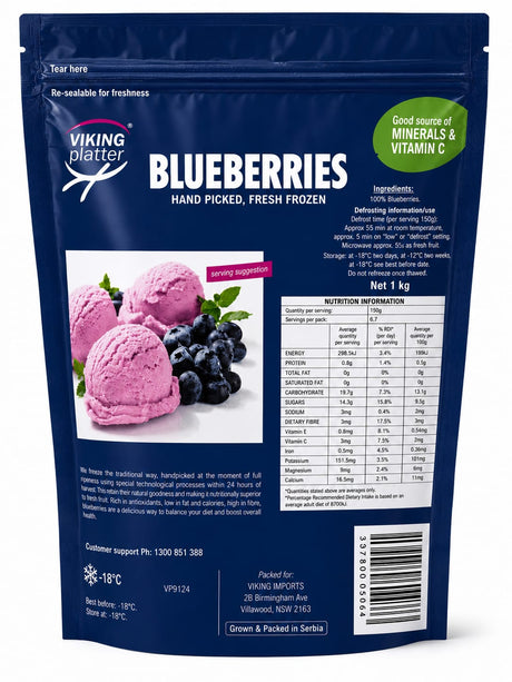 Hand-Picked Frozen Blueberries, "Viking Platter", 1kg