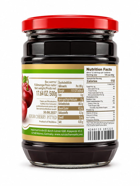 Pitted Sour Cherry Jam - Traditsii Vkusa 500g