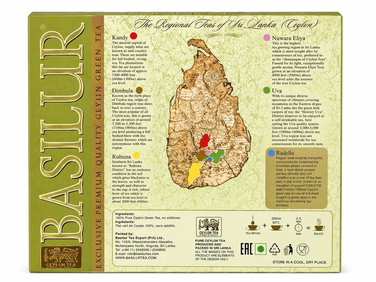 Basilur Radella Leaf of Ceylon Green Tea 150g, 100 Tea Bags