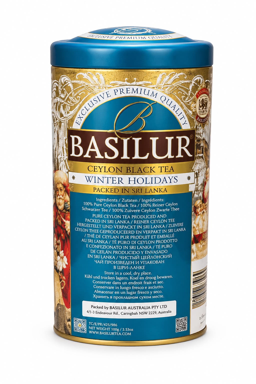 Ceylon Black Tea Winter Holidays, Vintage Style - Basilur 100g, Tin