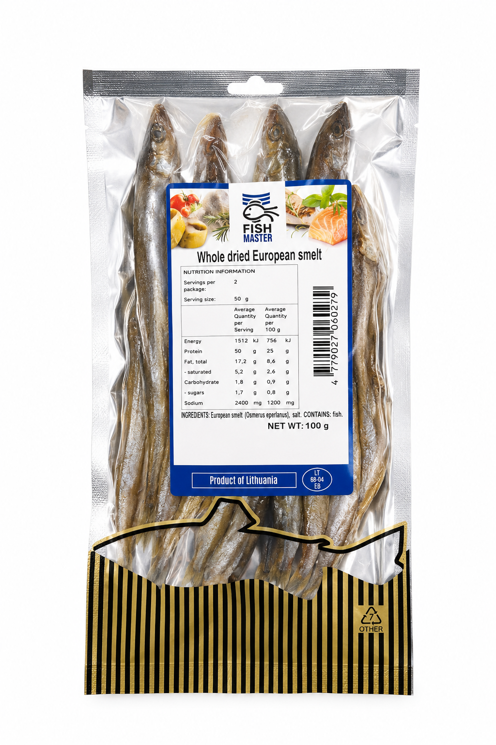 Whole Dried European Smelt, Fish Master, 100g
