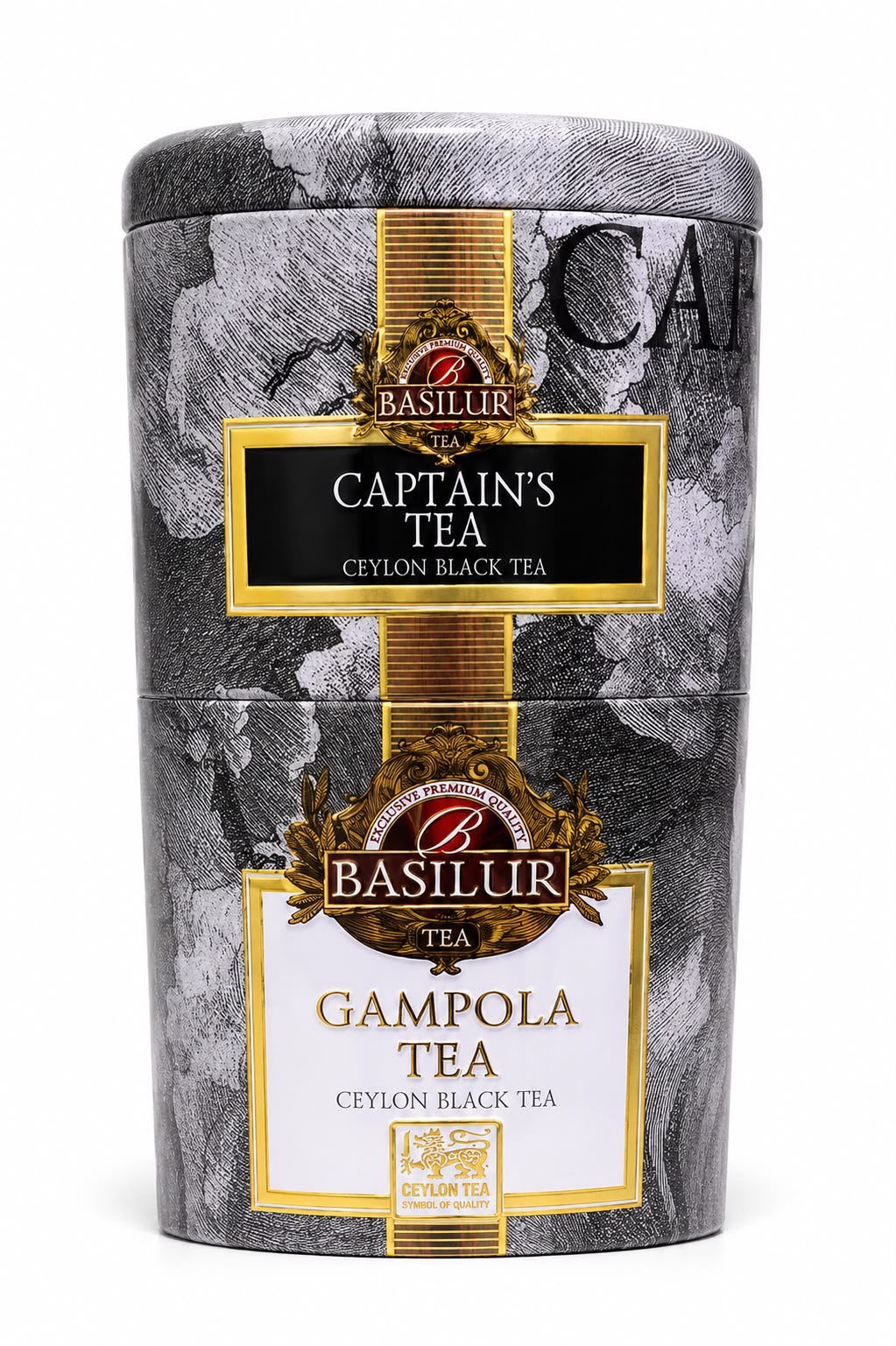 Ceylon Black Tea 2-in-1, Catain's 30g & Gampola 70g Loose Leaf, "Basilur", 100g, TIn
